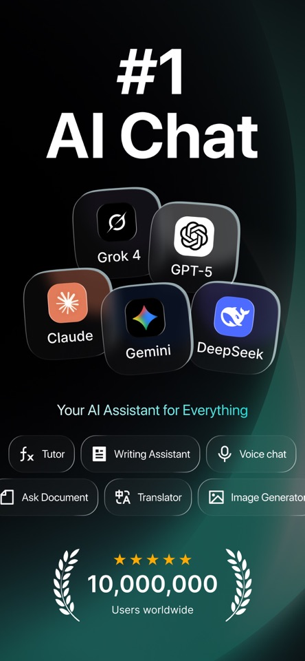 Chatbot AI app — #1 AI Chat with GPT-5, Claude, Grok, Gemini and DeepSeek